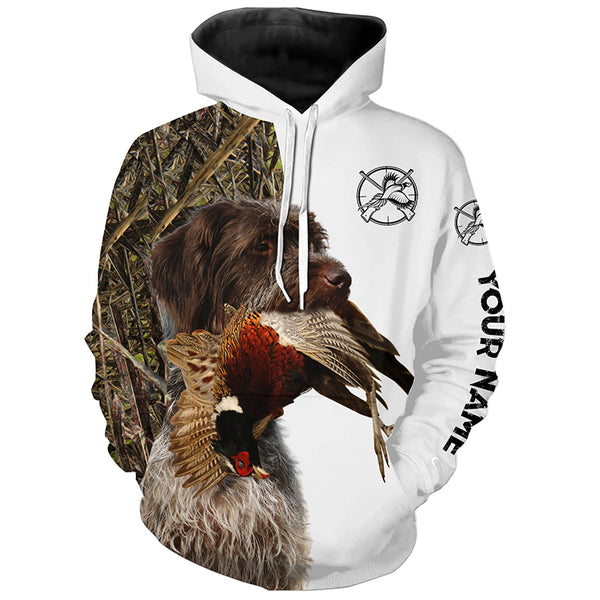 Pheasant Hunting With Griff Dog Wirehaired Pointing Griffon Customize Name All Over Printed Shirts - Personalized Hunting Gifts FSD2866