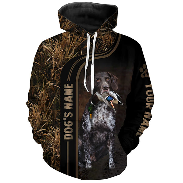 Duck Hunting with Dogs waterfowl camo Custom Name Hoodie Shirt, Duck Hunting Clothing FSD4523