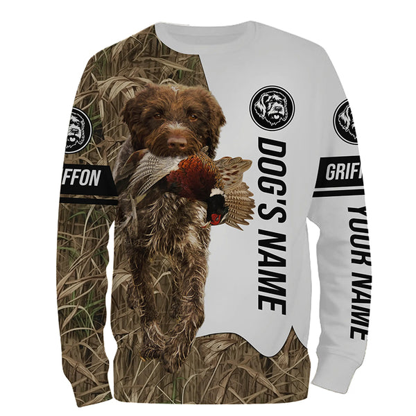 Pheasant Hunting With Griff Dog Wirehaired pointing griffon Custom Name All Over Print Shirts FSD3599