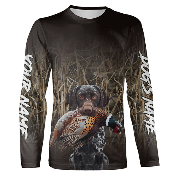 German Shorthaired Pointer Pheasant Hunting Dog Custom Name Camo Shirts FSD4621