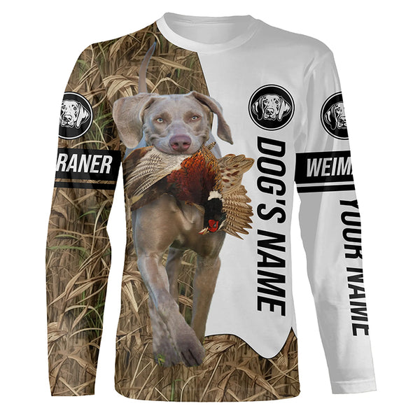 Pheasant Hunting with Dog Weimaraner Custom Name Camo Full Printing Shirts, Hoodie FSD2694