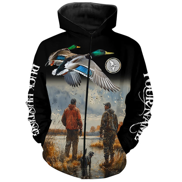 Beautiful Duck Hunting Custom Name all over Printed Shirts for Men, Personalized Duck Hunting Gifts FSD4450