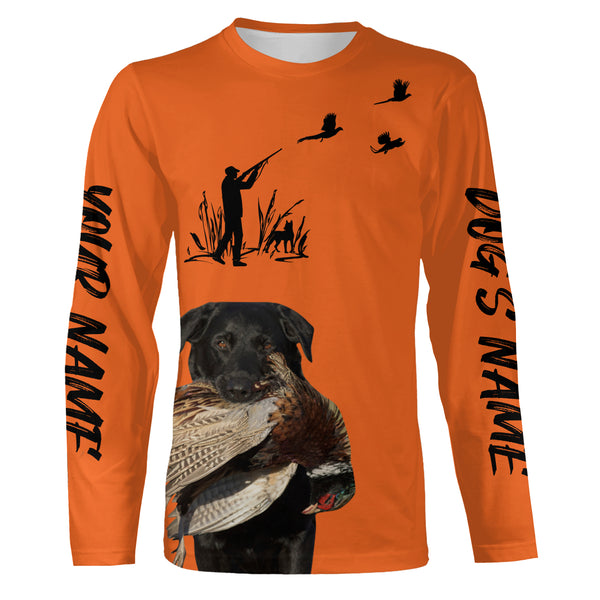 Pheasant Hunting with Dogs Orange Long Sleeve Shirts, Pheasant Hunting Clothing FSD4517