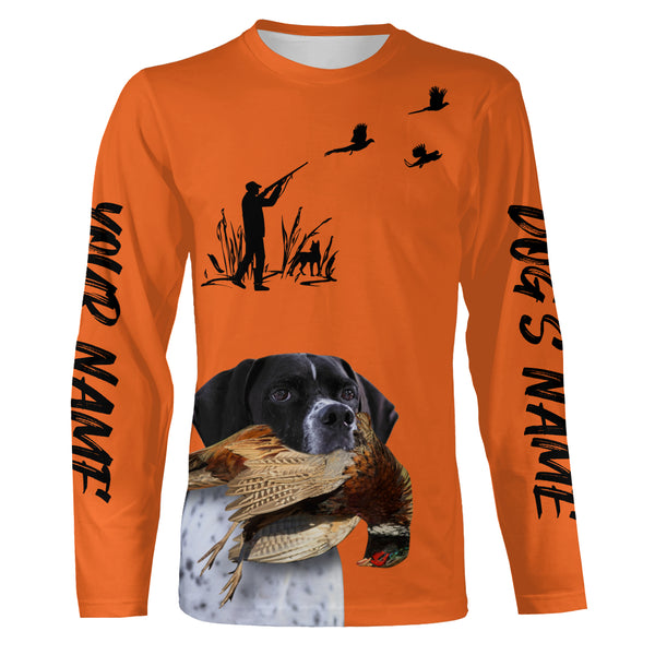 Pheasant Hunting with Dogs Orange Long Sleeve Shirts, Pheasant Hunting Clothing FSD4517