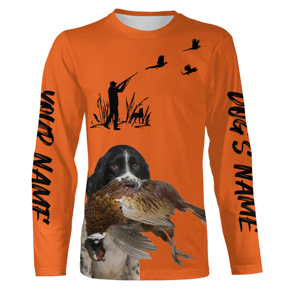 Pheasant Hunting with Dogs Orange Long Sleeve Shirts, Pheasant Hunting Clothing FSD4517