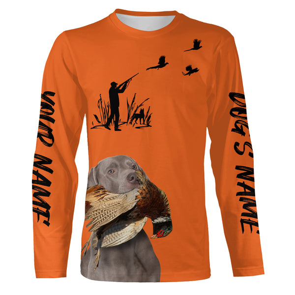 Pheasant Hunting with Dogs Orange Long Sleeve Shirts, Pheasant Hunting Clothing FSD4517