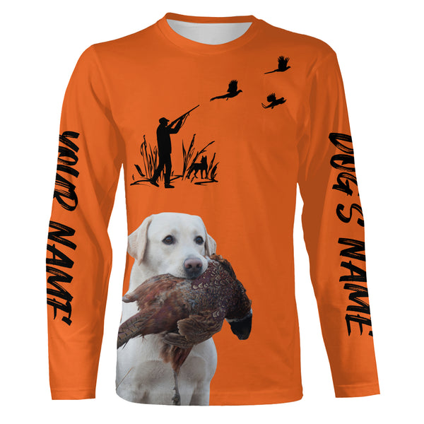 Pheasant Hunting with Dogs Orange Long Sleeve Shirts, Pheasant Hunting Clothing FSD4517