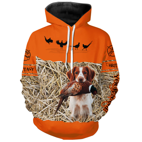 Pheasant Hunting Blaze Orange color Custom name Shirts with Hunting Dogs, Pheasant Hunting clothing FSD4547