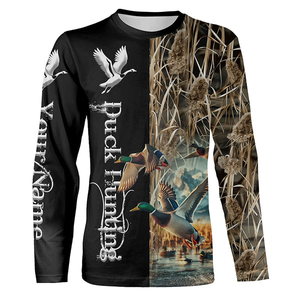 Duck Hunting Waterfowl Camo Custom Name Shirts for Men and Kid, Personalized Duck hunters gifts FSD373