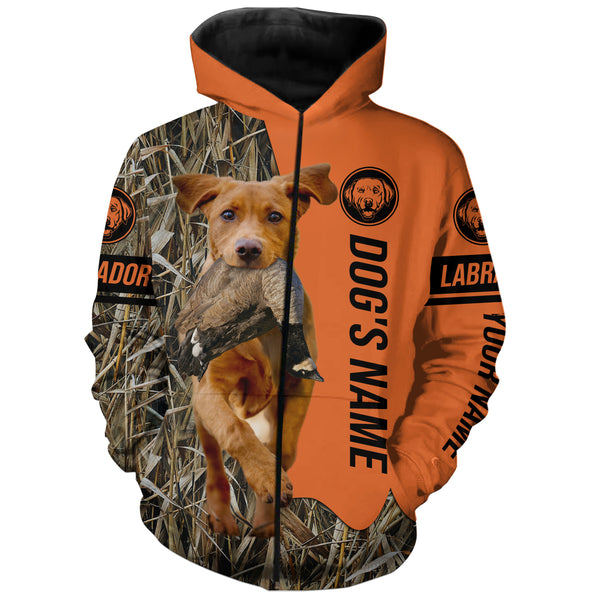 Fox Red Labrador Retriever Hunting Dog Customized Name Zip Up Hoodie Shirt FSD4213