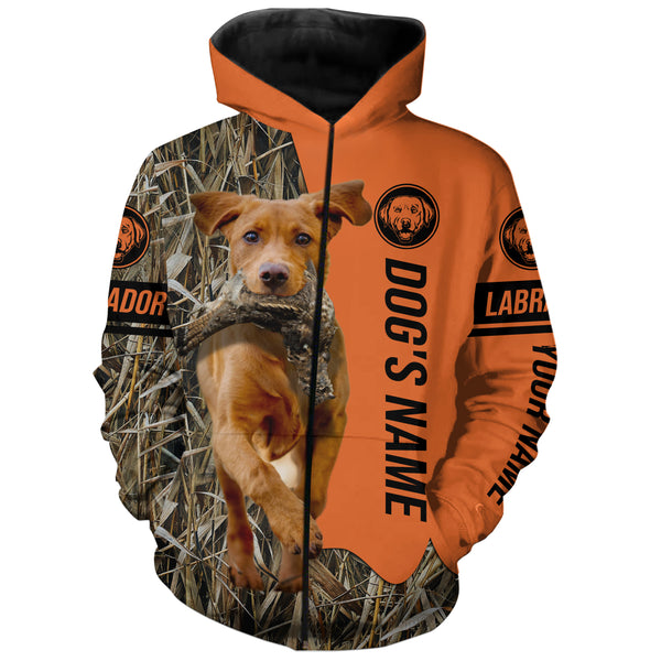 Fox Red Labrador Retriever Hunting Dog Customized Name Zip Up Hoodie Shirt FSD4213