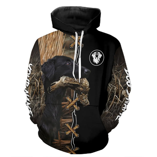 Flat Coated Retriever Hunting Dog Custom Name Hoodie Shirt for Hunter FSD4769
