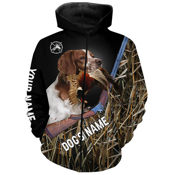 Brittany Dog Pheasant Hunting custom Name T-shirt, Long sleeves, Hoodie for Upland Bird Hunters FSD3917