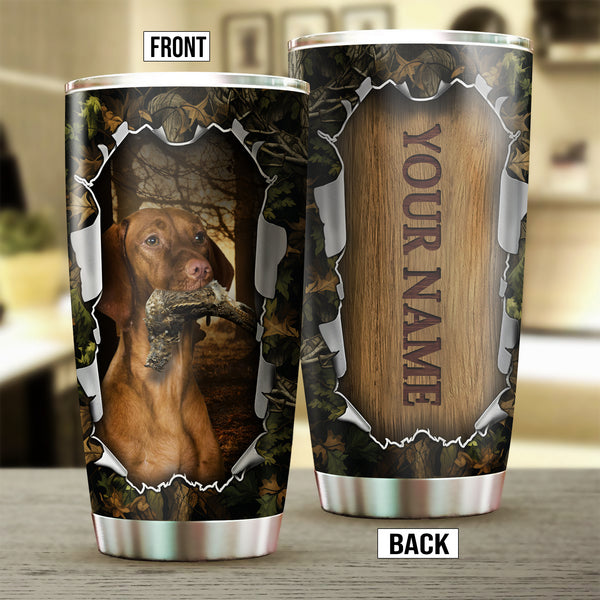 Vizsla Bird Hunting Dog Custom Name Stainless steel Tumbler Cup FSD4466