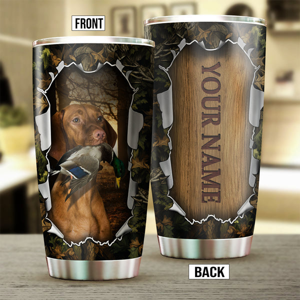 Vizsla Bird Hunting Dog Custom Name Stainless steel Tumbler Cup FSD4466