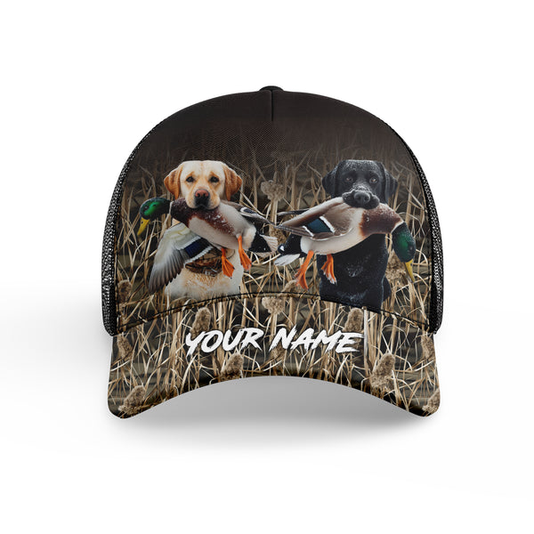 Duck Hunting Dogs Waterfowl Camo Custom Name Hat, Duck Hunting Mesh Back Cap, Hunting Hat FSD4562