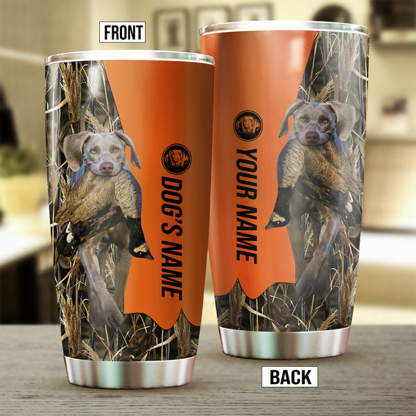 Weimaraner Birds & Deer shed Hunting Dog Custom name Stainless Steel Tumbler Cup FSD4329