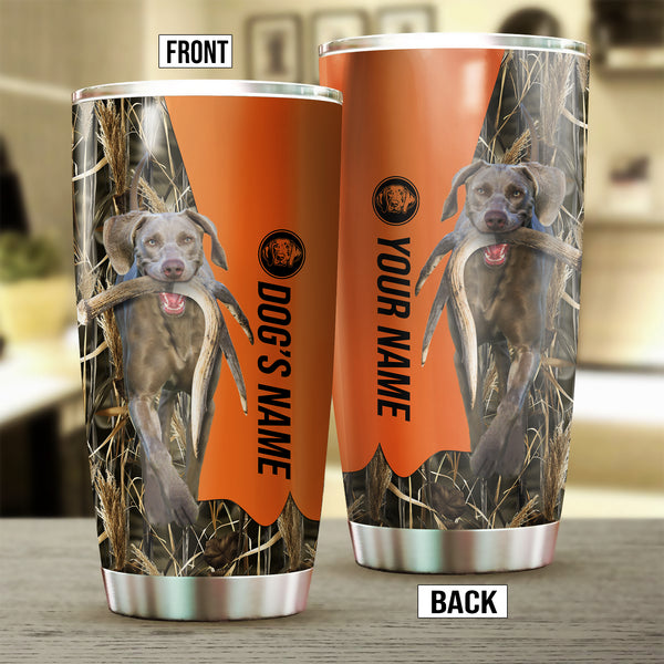 Weimaraner Birds & Deer shed Hunting Dog Custom name Stainless Steel Tumbler Cup FSD4329