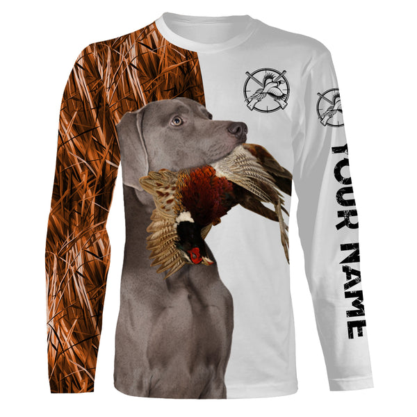 Beautiful Pheasant Hunting with Dogs Custom Name Long sleeve Shirts for Hunter FSD4451