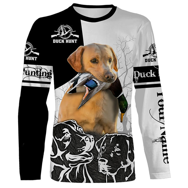 Yellow Labrador Retriever Duck Hunting Custom Name All over print Shirts, Duck Hunting Gifts FSD4469