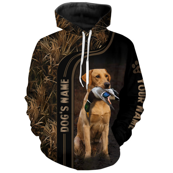 Duck Hunting with Dogs waterfowl camo Custom Name Hoodie Shirt, Duck Hunting Clothing FSD4523