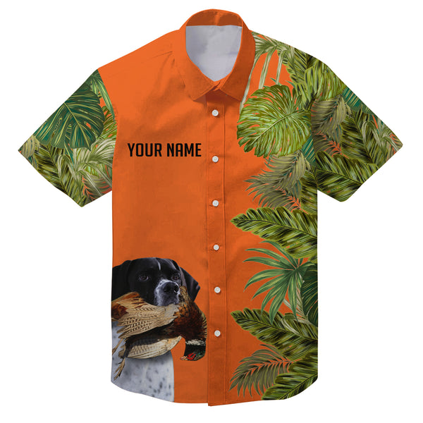 Custom Name Tropical Leaves Hawaiian Shirts With Many Hunting Dog Breeds to Choose, Personalized Gifts FSD4182