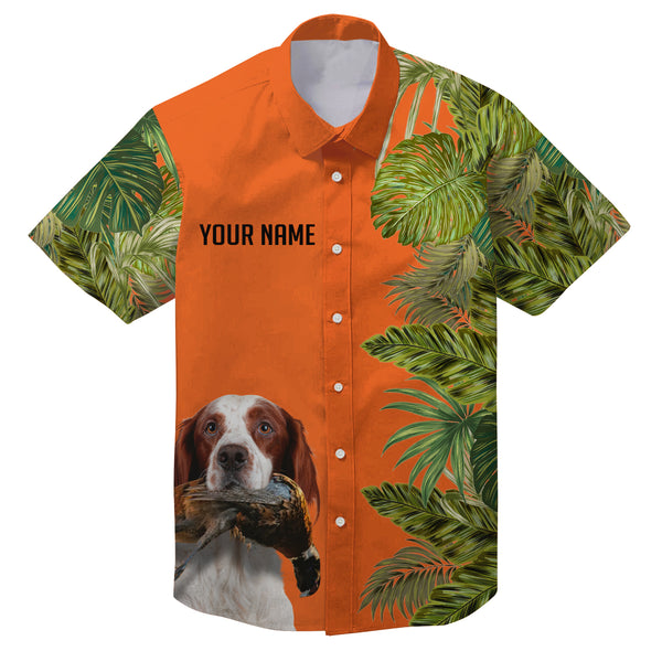 Custom Name Tropical Leaves Hawaiian Shirts With Many Hunting Dog Breeds to Choose, Personalized Gifts FSD4182