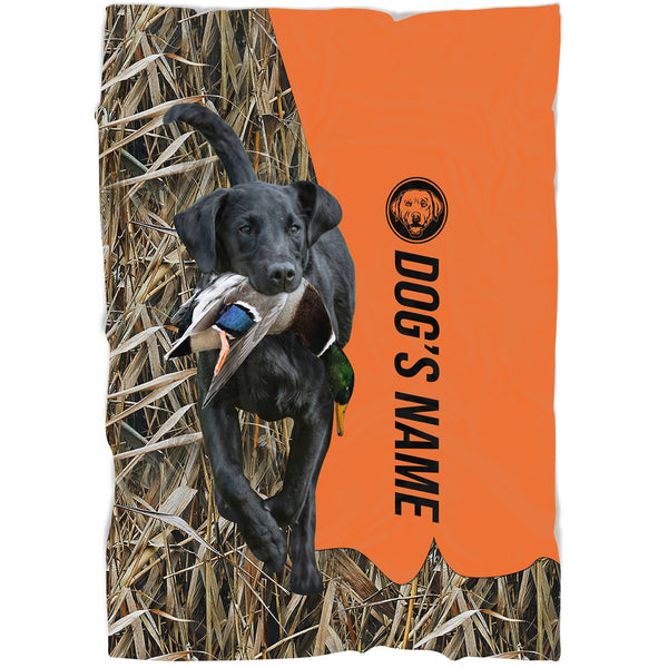 Black Labrador Retriever Hunting Dog Custom Name Blanket, Gifts for Hunter FSD4622