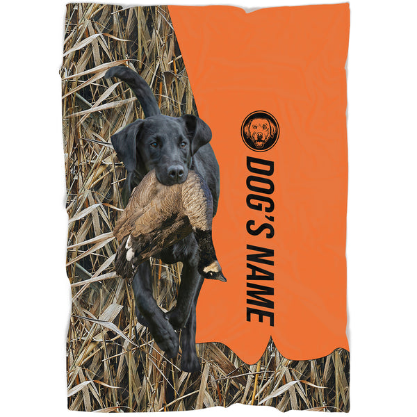 Black Labrador Retriever Hunting Dog Custom Name Blanket, Gifts for Hunter FSD4622