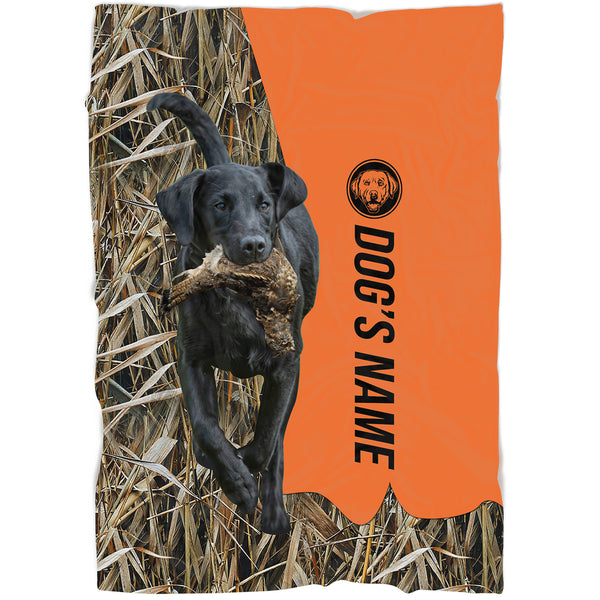 Black Labrador Retriever Hunting Dog Custom Name Blanket, Gifts for Hunter FSD4622