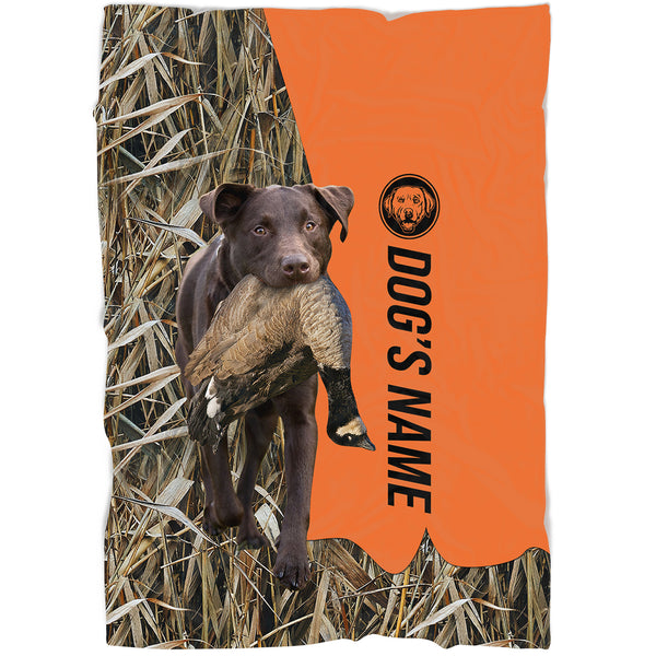 Chocolate Labrador Retriever Hunting Dog Custom Name Blanket, Gifts for Hunter FSD4624