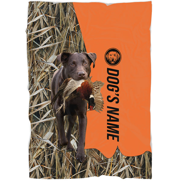 Chocolate Labrador Retriever Hunting Dog Custom Name Blanket, Gifts for Hunter FSD4624