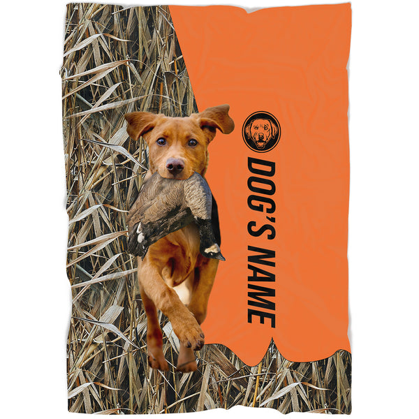 Fox Red Labrador Retriever Hunting Dog Custom Name Blanket, Gifts for Hunter FSD4628