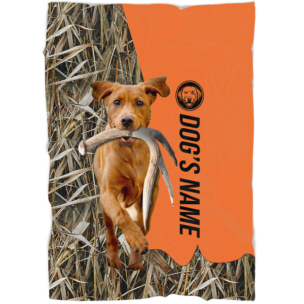 Fox Red Labrador Retriever Hunting Dog Custom Name Blanket, Gifts for Hunter FSD4628