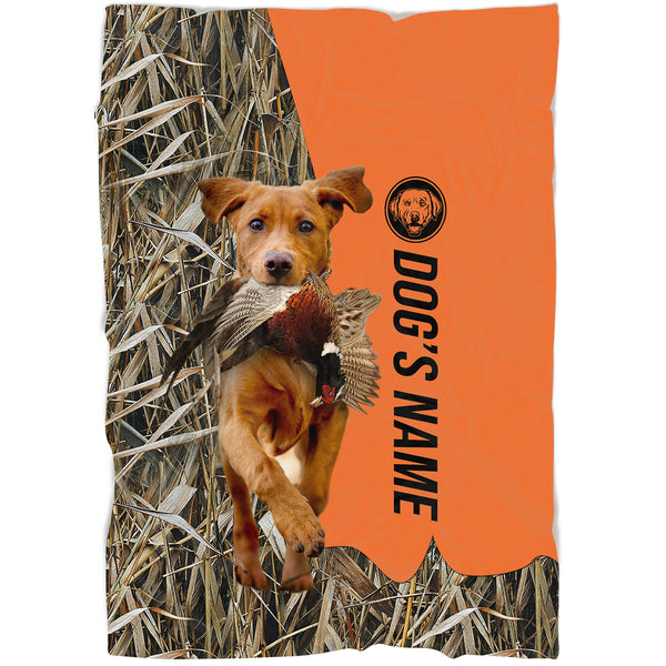 Fox Red Labrador Retriever Hunting Dog Custom Name Blanket, Gifts for Hunter FSD4628