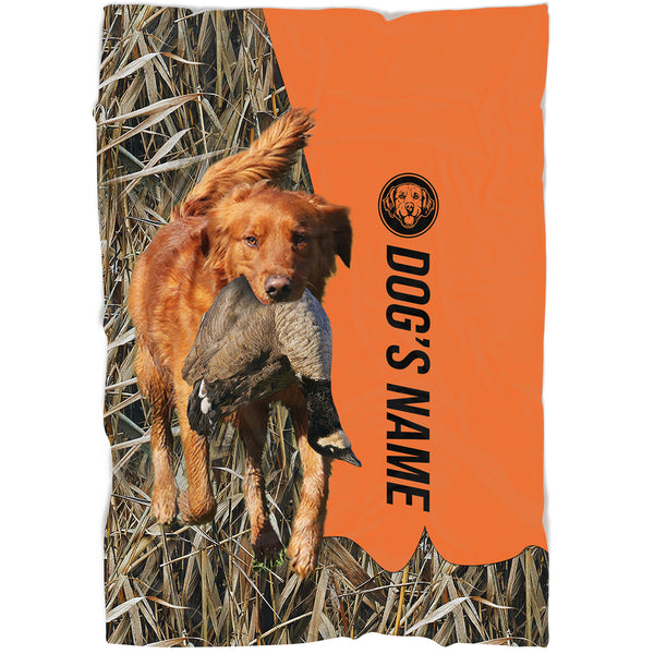 Red Golden Retriever Hunting Dog Custom Name Blanket, Gifts for Hunter FSD4629