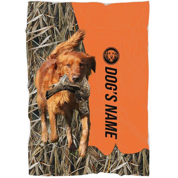 Red Golden Retriever Hunting Dog Custom Name Blanket, Gifts for Hunter FSD4629