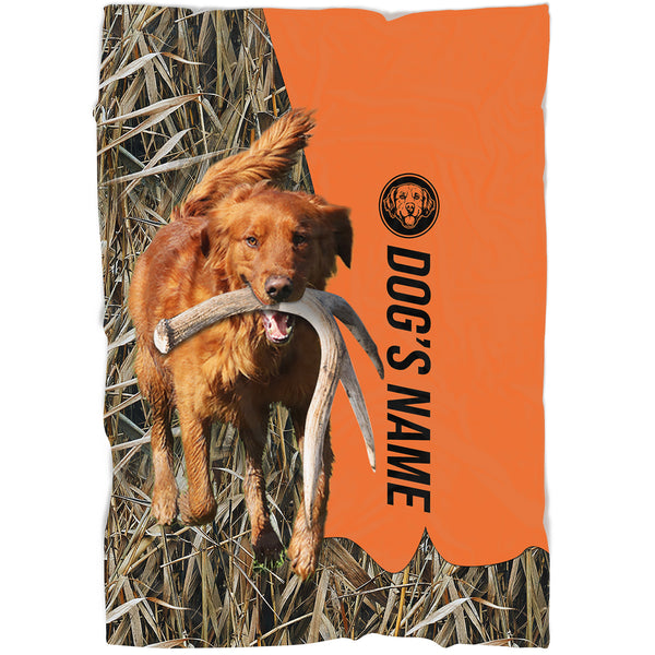 Red Golden Retriever Hunting Dog Custom Name Blanket, Gifts for Hunter FSD4629