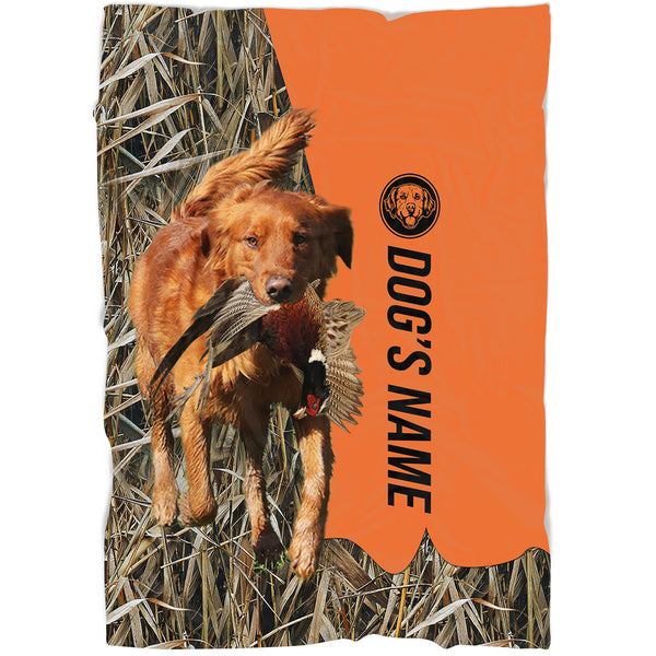 Red Golden Retriever Hunting Dog Custom Name Blanket, Gifts for Hunter FSD4629