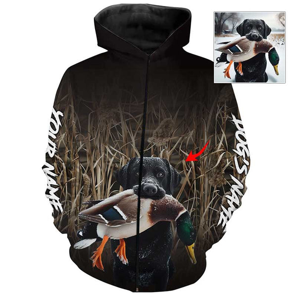 Duck Hunting Waterfowl Camo Custom Dog's Name and Photo Shirts, Gifts for Hunter FSD4600