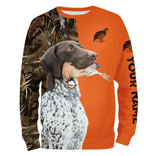 Quail hunting with German Shorthaired Pointer custom bird hunting shirts, Pointing dog hunting gifts FSD3733