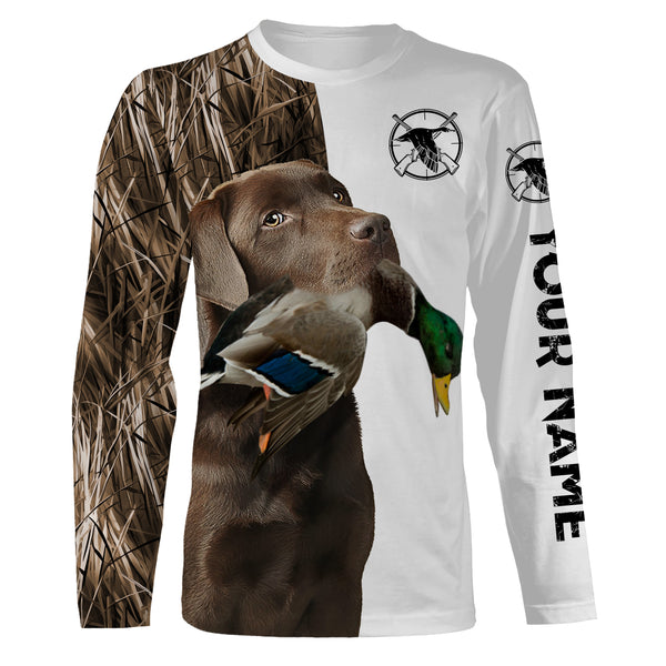 Beautiful Duck Hunting with Dogs Custom Name Long sleeve Shirts for Hunter FSD4453