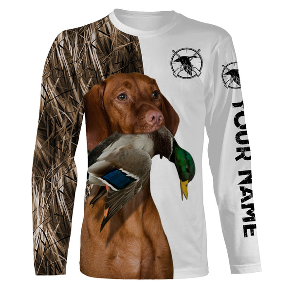 Beautiful Duck Hunting with Dogs Custom Name Long sleeve Shirts for Hunter FSD4453