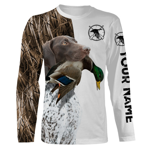 Beautiful Duck Hunting with Dogs Custom Name Long sleeve Shirts for Hunter FSD4453