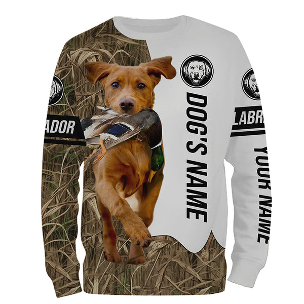 Duck Hunting with Fox Red Labrador Retriever Dog Custom Name Camo Full Printing Shirts, Hoodie FSD3509