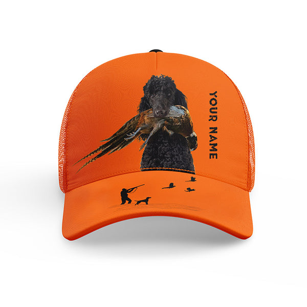 Hunting Dogs Pheasant Hunting Blaze Orange Custom Name Mesh Back Cap, Hunting Cap FSD4524