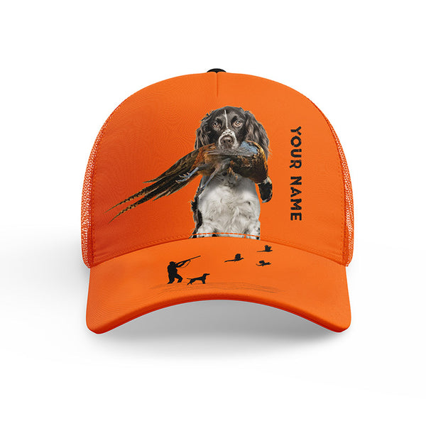 Hunting Dogs Pheasant Hunting Blaze Orange Custom Name Mesh Back Cap, Hunting Cap FSD4524