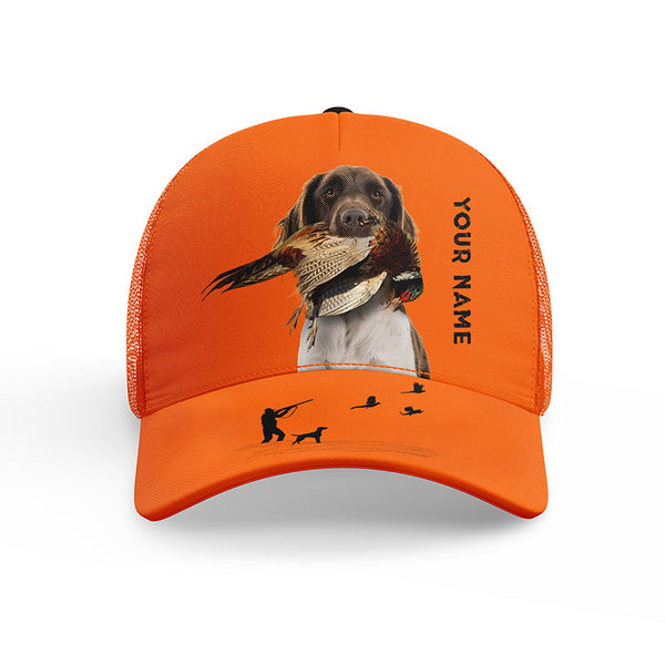 Hunting Dogs Pheasant Hunting Blaze Orange Custom Name Mesh Back Cap, Hunting Cap FSD4524