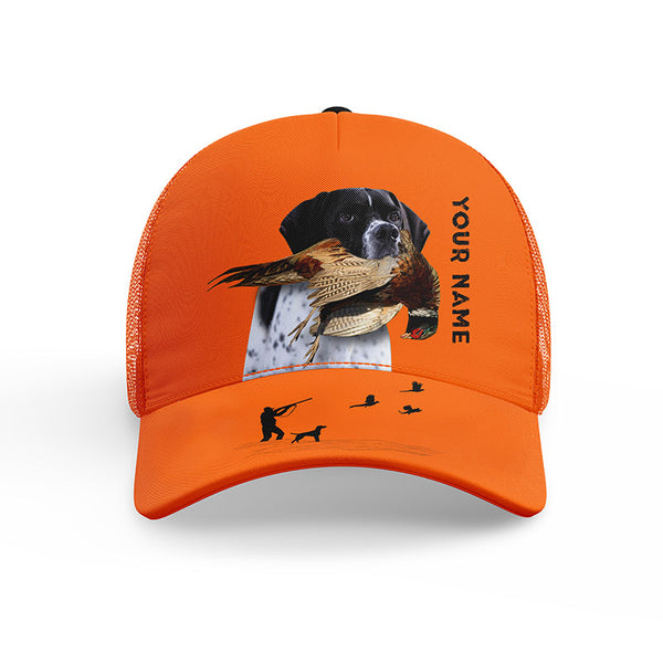 Hunting Dogs Pheasant Hunting Blaze Orange Custom Name Mesh Back Cap, Hunting Cap FSD4524