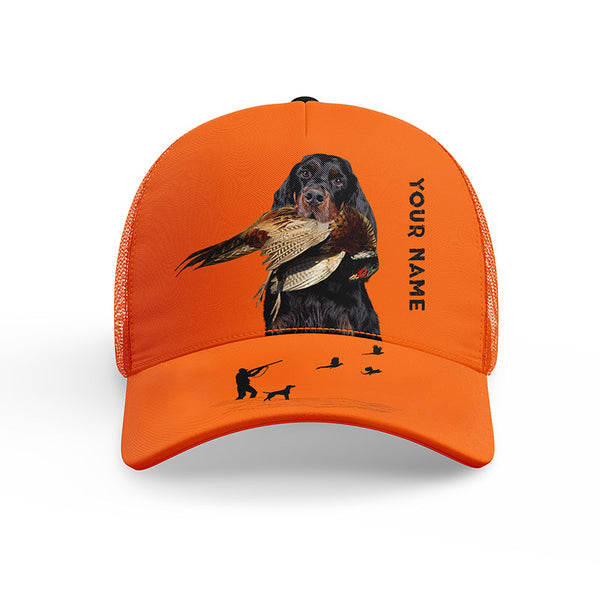 Hunting Dogs Pheasant Hunting Blaze Orange Custom Name Mesh Back Cap, Hunting Cap FSD4524